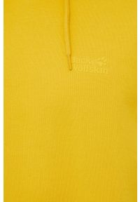 Jack Wolfskin bluza bawełniana męska kolor żółty z kapturem gładka. Typ kołnierza: kaptur. Kolor: żółty. Materiał: bawełna. Wzór: gładki #2