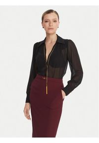 Elisabetta Franchi Bluzka CA-133-57E2-V400 Czarny Regular Fit. Kolor: czarny. Materiał: syntetyk