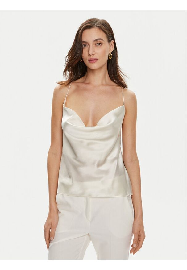 Custommade Top Youliana 999312115 Beżowy Regular Fit. Kolor: beżowy. Materiał: jedwab