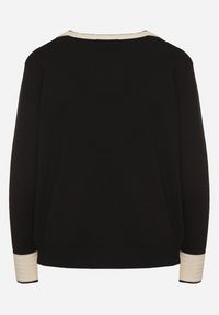 Born2be - Czarny Kardigan z Wiskozą z Ozdobną Lamówką i Guzikami Halirena. Okazja: na co dzień. Kolor: czarny. Materiał: wiskoza. Styl: klasyczny, casual, elegancki #4