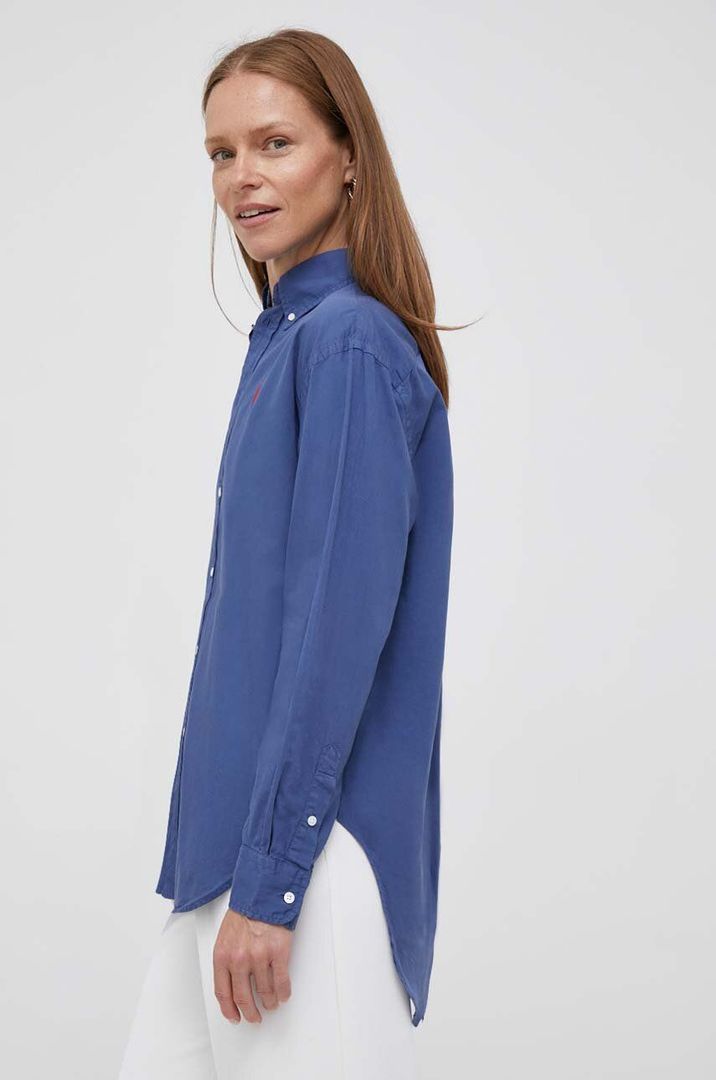 Niebieska koszula Polo Ralph Lauren polo, długa, klasyczna
