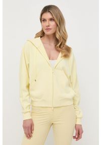 Max Mara Leisure bluza damska kolor żółty z kapturem gładka. Typ kołnierza: kaptur. Kolor: żółty. Materiał: dzianina. Wzór: gładki #2