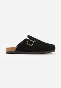 Renee - Czarne Klapki Typu Chodaki z Zamszu Naturalnego z Klamrą Meridnore. Kolor: czarny. Materiał: zamsz. Sezon: lato. Styl: elegancki #2