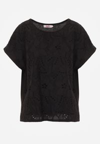 Born2be - Czarna Bluzka Bawełniana z Ażurowymi Wycięciami Ryrlea. Okazja: na co dzień. Kolor: czarny. Materiał: bawełna. Długość: długie. Wzór: ażurowy. Styl: klasyczny, casual #5