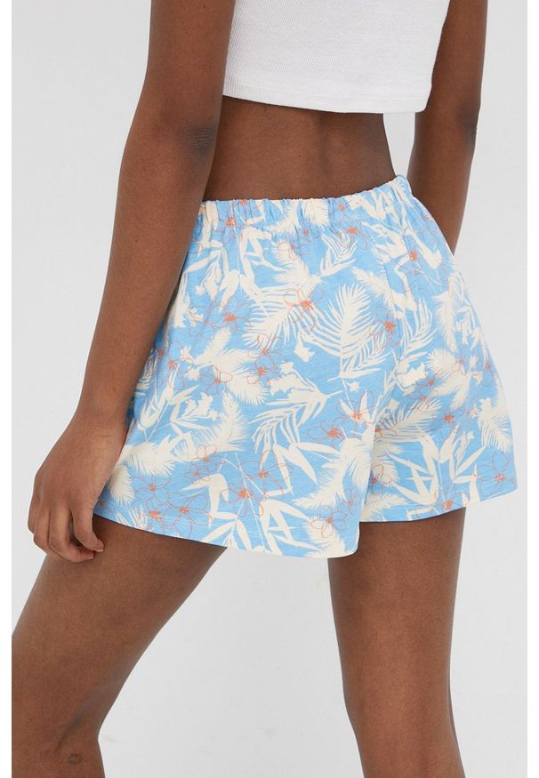 Tom Tailor szorty damskie wzorzyste high waist. Stan: podwyższony. Kolor: niebieski. Materiał: dzianina