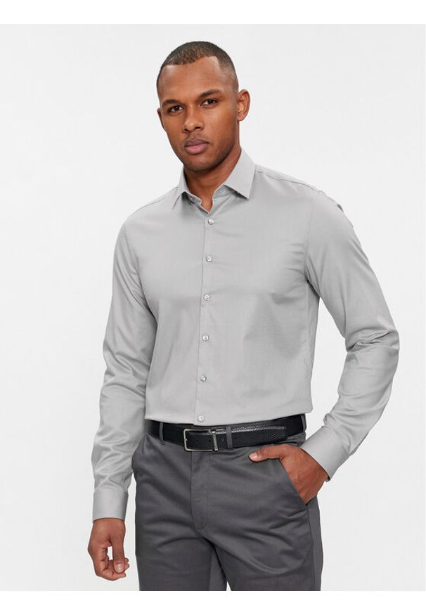 Calvin Klein Koszula K10K108426 Szary Slim Fit. Kolor: szary. Materiał: bawełna