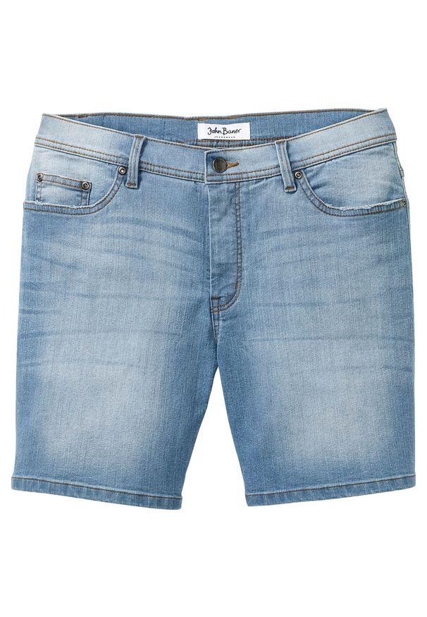 Wygodne długie szorty dżinsowe ze stretchem Regular Fit bonprix niebieski "bleached”. Kolor: niebieski. Długość: długie