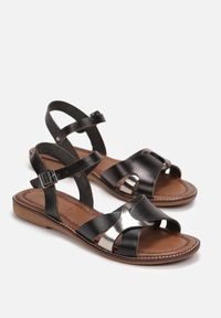 Renee - Czarne Sandały Rzymianki ze Skóry Naturalnej i Metalicznym Zdobieniem Harlotta. Kolor: czarny. Materiał: skóra. Wzór: aplikacja. Sezon: lato #3
