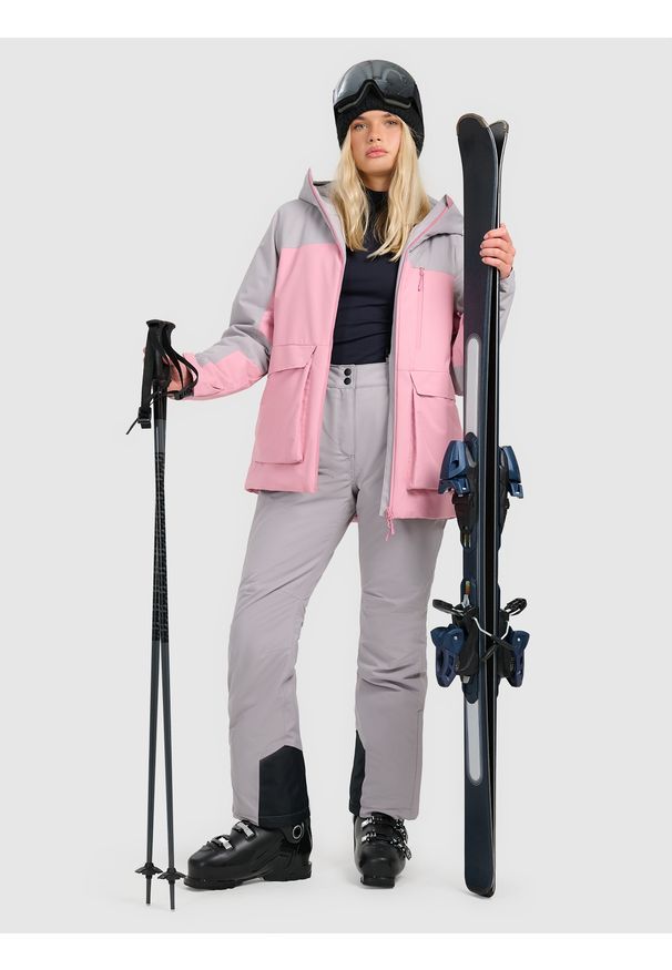 4f - 4F Spodnie narciarskie membrana 5000 damskie - szare XXL. Stan: podwyższony. Kolor: szary. Materiał: poliester, materiał. Wzór: gładki. Sezon: zima. Sport: narciarstwo