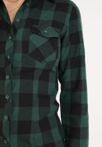 Born2be - Ciemnozielona Koszula Siniaphe. Kolor: zielony. Materiał: jeans, tkanina. Długość: długie. Wzór: aplikacja #6