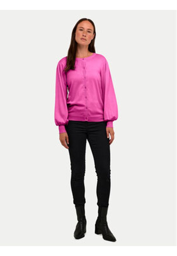 Kaffe Kardigan Lizza 10507299 Różowy Regular Fit. Kolor: różowy. Materiał: wiskoza