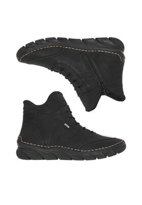 Rieker Trzewiki 55069-00 Czarny. Kolor: czarny. Materiał: materiał