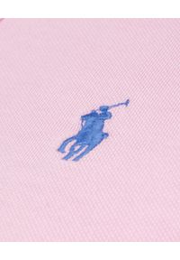 Ralph Lauren - RALPH LAUREN - Różowa sukienka z kołnierzykiem. Typ kołnierza: polo. Kolor: fioletowy, wielokolorowy, różowy. Materiał: dzianina, prążkowany. Wzór: haft. Typ sukienki: proste. Styl: klasyczny