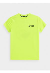 4f - Koszulka szybkoschnąca z filtrem UV dziecięca. Kolor: żółty. Materiał: dzianina, skóra. Styl: sportowy