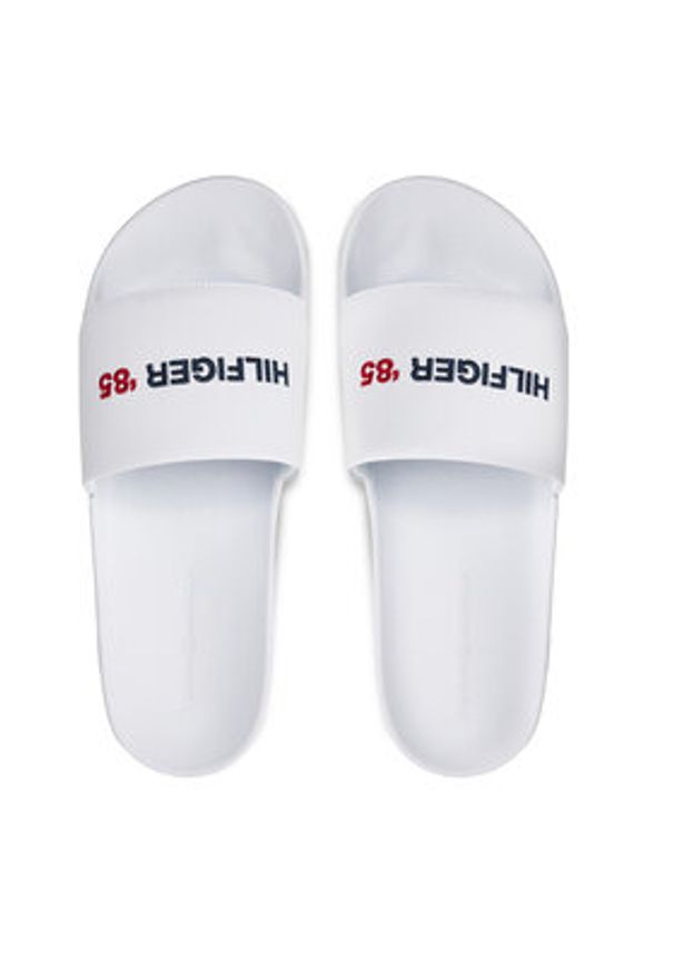 TOMMY HILFIGER - Tommy Hilfiger Klapki Hilfiger 85 Pool Slide FM0FM05021 Biały. Kolor: biały. Materiał: skóra