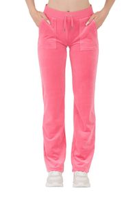 Juicy Couture - JUICY COUTURE Różowe spodnie dresowe Del Ray Pocketed Pant. Kolor: różowy. Materiał: dresówka