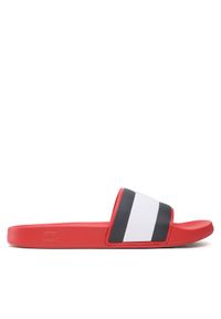 TOMMY HILFIGER - Tommy Hilfiger Klapki Rubber Th Flag Pool Slide FM0FM04263 Czerwony. Kolor: czerwony. Materiał: syntetyk