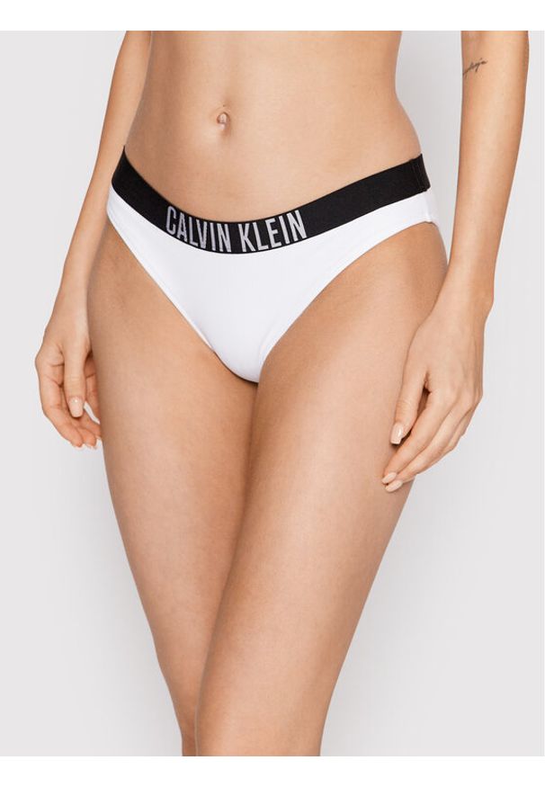 Calvin Klein Swimwear Dół od bikini Classic KW0KW01859 Biały. Kolor: biały. Materiał: syntetyk