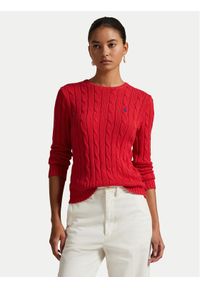 Polo Ralph Lauren Sweter 211971869019 Czerwony Slim Fit. Typ kołnierza: polo. Kolor: czerwony. Materiał: bawełna
