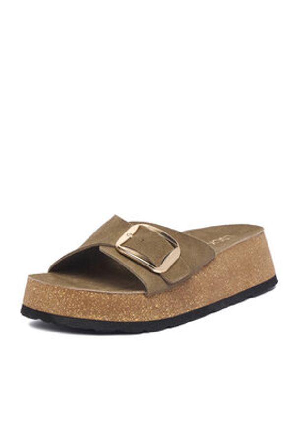 Lasocki Klapki CEO-W24Q19601-01 Khaki. Kolor: brązowy. Materiał: zamsz, skóra