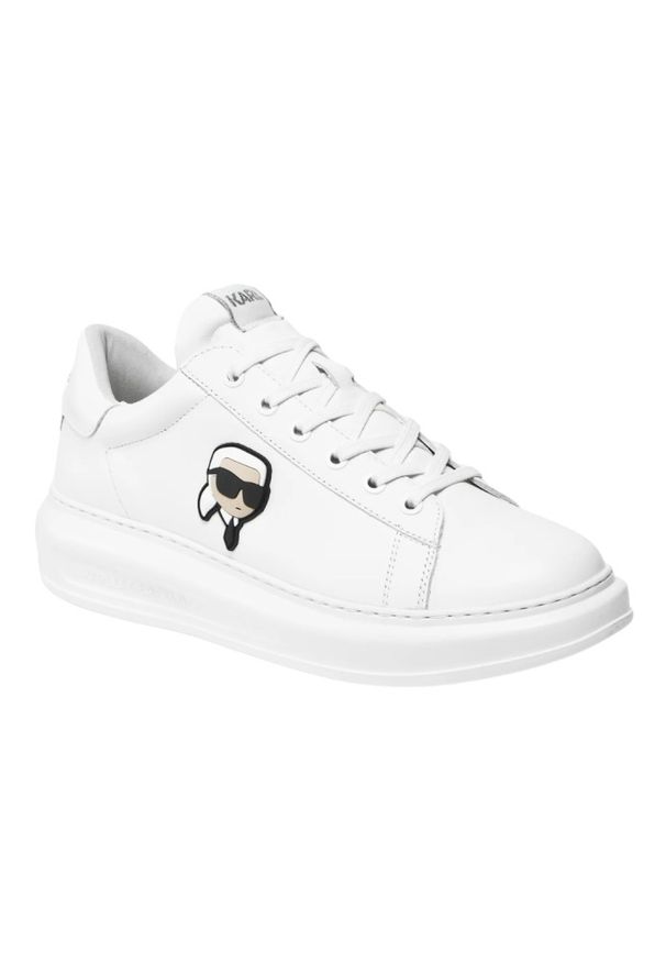 Karl Lagerfeld - KARL LAGERFELD Białe męskie sneakersy skórzane KAPRI, Rozmiar 46. Okazja: na co dzień. Kolor: biały. Materiał: skóra