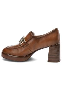 Brązowe Półbuty Hispanitas Damskie Eleganckie Obuwie. Okazja: do pracy. Kolor: brązowy. Materiał: skóra. Obcas: na obcasie. Styl: elegancki. Wysokość obcasa: średni #6