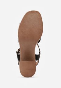 Renee - Czarne Sandały VICES na Słupku i Platformie z Geometrycznymi Paskami Undilis. Okazja: na co dzień. Zapięcie: pasek. Kolor: czarny. Materiał: jeans. Wzór: geometria. Obcas: na platformie. Styl: casual, boho #5