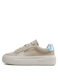 Calvin Klein Sneakersy Ff Cupsole Lace Up W/Ml Lth HW0HW02118 Beżowy. Kolor: beżowy. Materiał: skóra