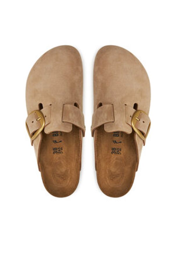 Birkenstock Klapki Boston Big Buckle 1028052 Beżowy. Kolor: beżowy. Materiał: nubuk, skóra