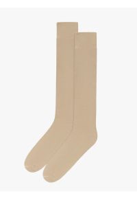 Ryłko - Długie beżowe skarpetki z bawełny. Kolor: beżowy. Materiał: tkanina #1