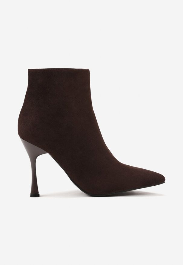 Renee - Brązowe Botki na Szpilce Vices w Klasycznym Stylu Tikolisse. Okazja: na co dzień. Kolor: brązowy. Materiał: jeans, skóra. Obcas: na szpilce. Styl: klasyczny