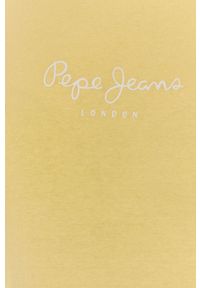 Pepe Jeans - T-shirt New Virginia. Okazja: na co dzień. Kolor: żółty. Materiał: bawełna, dzianina, elastan. Wzór: nadruk. Styl: casual #2