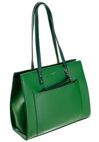 DAVID JONES - Shopper bag zielony David Jones CM5677 GREEN. Kolor: zielony. Materiał: skórzane. Styl: klasyczny