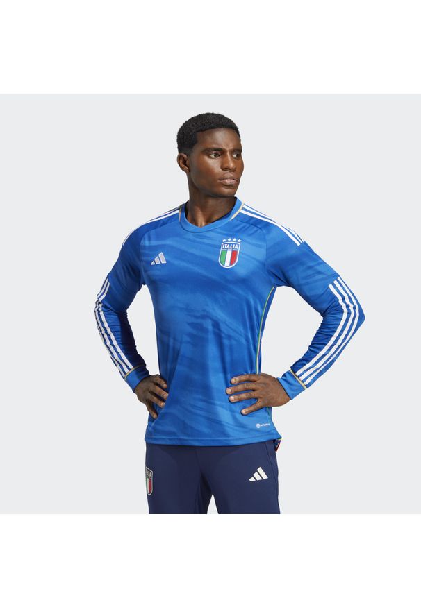Adidas - Italy 2023 Home Long Sleeve Jersey. Kolor: niebieski. Materiał: jersey. Długość rękawa: długi rękaw