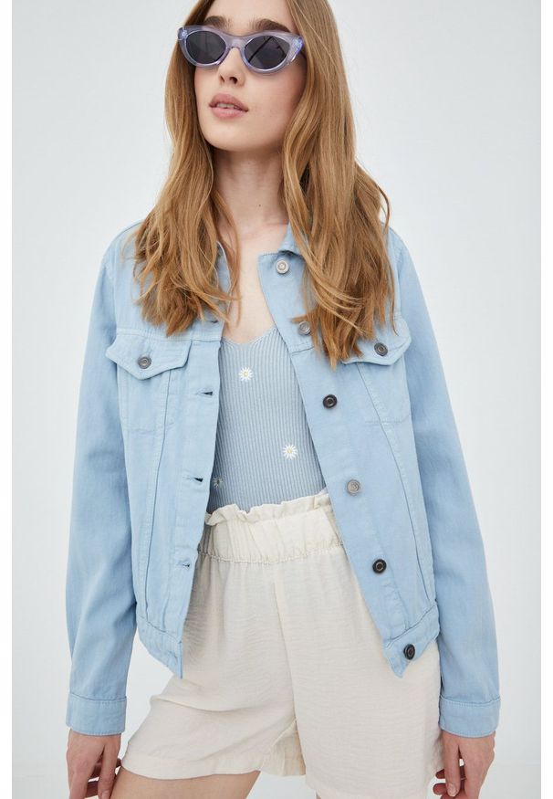 Brave Soul kurtka jeansowa damska przejściowa. Okazja: na co dzień. Kolor: niebieski. Materiał: jeans. Styl: casual