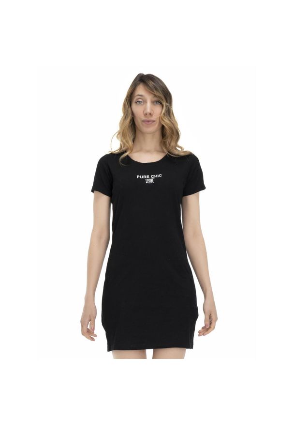 LEONE 1947 APPAREL - Damski T-shirt maxi w odcieniach ziemi. Kolor: czarny. Materiał: tkanina. Sport: fitness