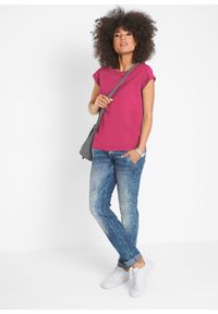 bonprix - Shirt bawełniany, krótki rękaw. Kolor: różowy. Materiał: bawełna. Długość rękawa: krótki rękaw. Długość: krótkie #2