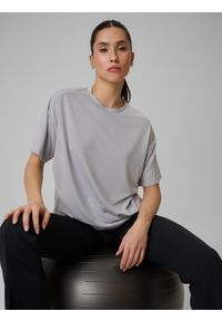 4f - 4F Koszulka treningowa loose szybkoschnąca damska - szara XS. Kolor: szary. Materiał: materiał. Sport: fitness #1