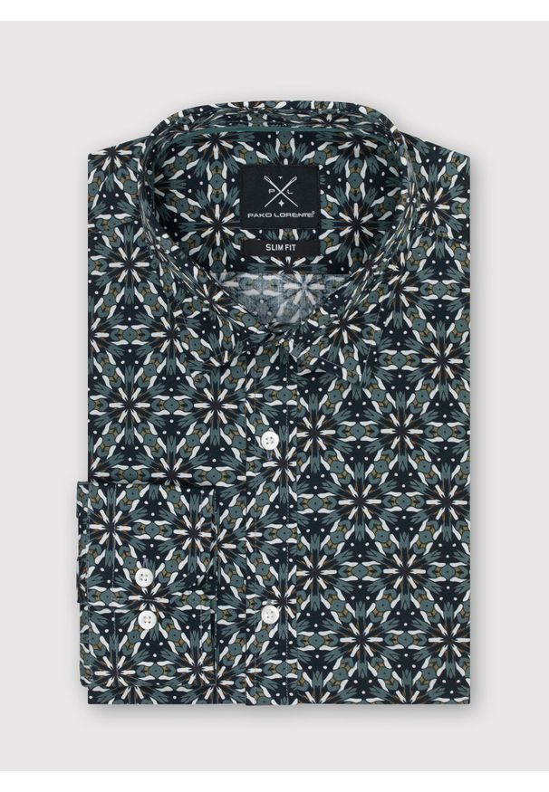 Pako Lorente - PAKO LORENTE – Koszula męska P22WF-1X-017-Z-S. Typ kołnierza: kołnierzyk klasyczny. Materiał: elastan, bawełna. Długość rękawa: długi rękaw. Długość: długie. Styl: klasyczny