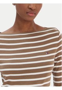 TOMMY HILFIGER - Tommy Hilfiger Bluzka New Cody WW0WW40589 Beżowy Slim Fit. Kolor: beżowy. Materiał: bawełna #4
