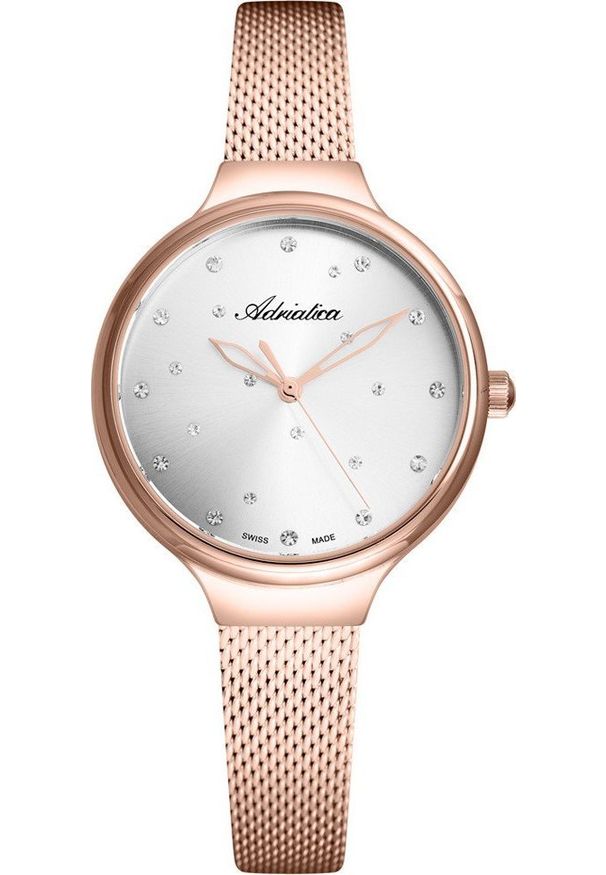 Zegarek Adriatica Zegarek damski Adriatica A3723.9143Q CYRKONIE różowe złoto. Kolor: złoty, wielokolorowy, różowy
