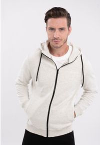 Volcano - Bluza z logo B-DRY. Kolor: kremowy. Materiał: włókno, materiał, bawełna. Wzór: gładki, napisy, melanż. Styl: sportowy