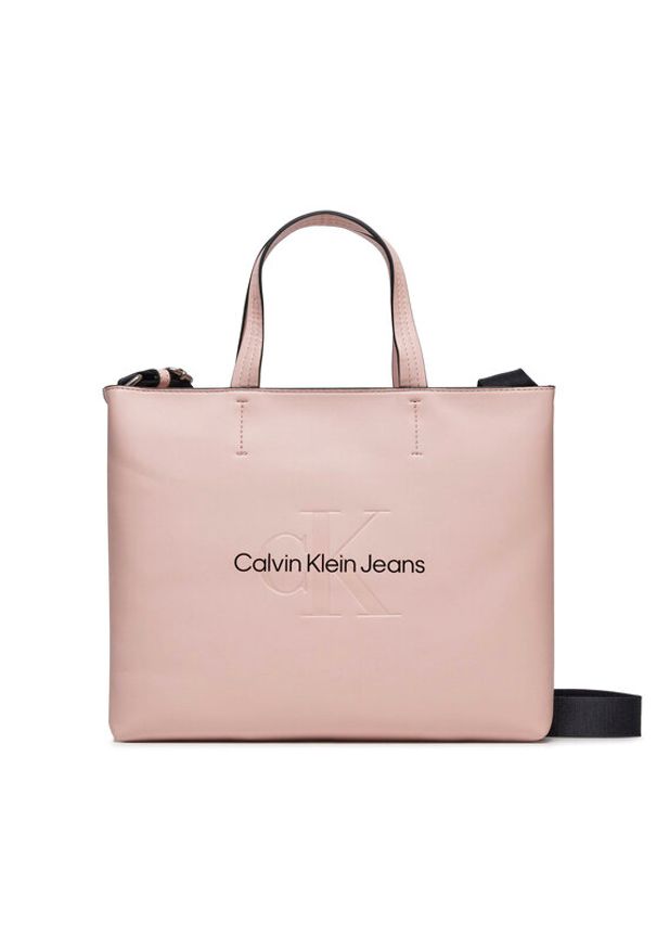 Calvin Klein Jeans Torebka Sculpted Mini Slim Tote26 Mono K60K611547 Różowy. Kolor: różowy. Materiał: skórzane