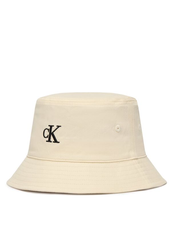 Calvin Klein Kapelusz Bucket LV04F5101G Écru. Kolor: kremowy. Materiał: bawełna