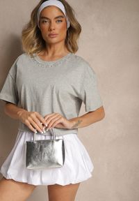 Renee - Szary T-shirt z Bawełny z Cyrkoniami Fadeola. Okazja: na co dzień. Kolor: szary. Materiał: bawełna. Styl: klasyczny, casual, elegancki #4