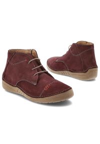 Bordowe Botki Artiker Wygodne Skórzane Obuwie Damskie. Okazja: na co dzień. Zapięcie: sznurówki. Kolor: czerwony. Materiał: skóra. Styl: klasyczny, casual, elegancki #3