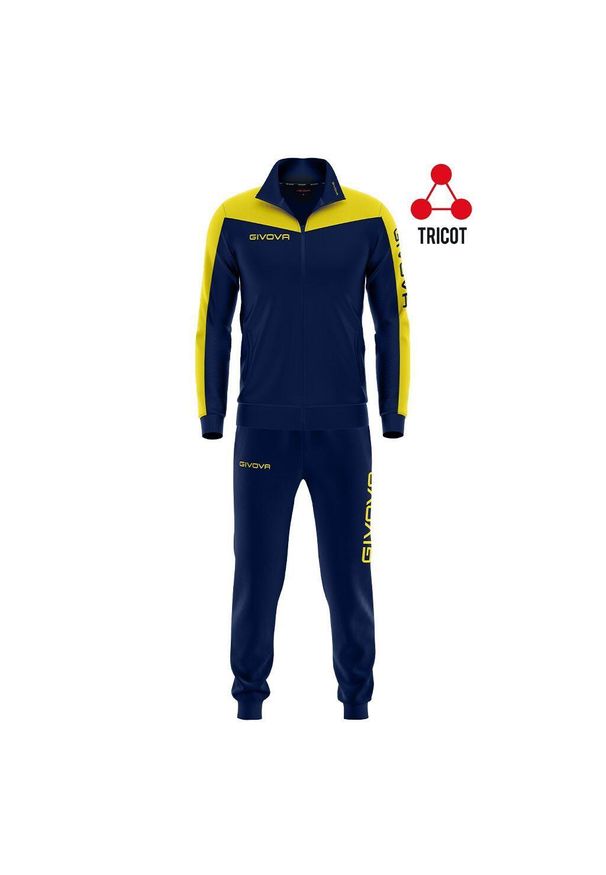 Dres Givova Roma. Kolor: żółty, niebieski, wielokolorowy. Materiał: dresówka. Sport: bieganie, piłka nożna