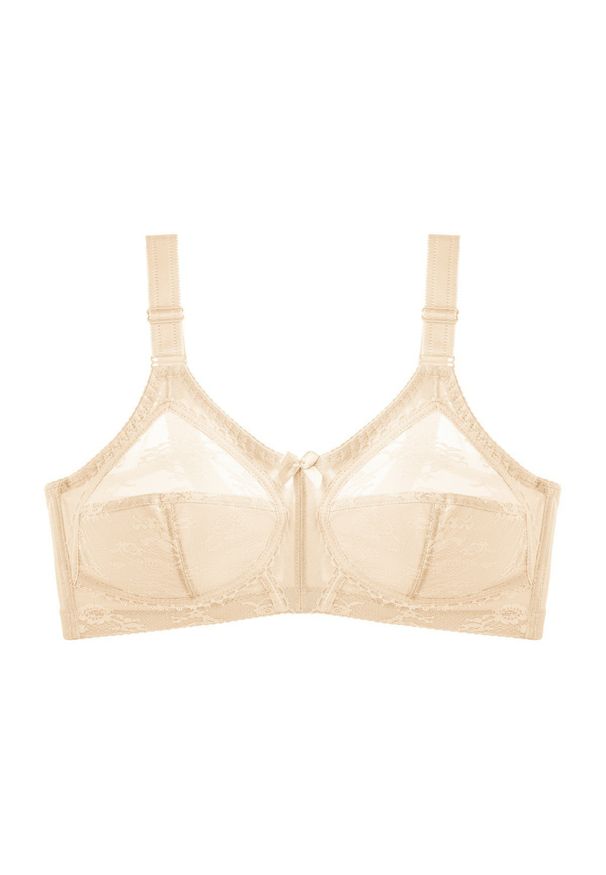 Intica - Biustonosz z podparciem plus size z koronkowym wykończeniem Sevleta. Kolekcja: plus size. Kolor: beżowy. Materiał: koronka. Wzór: koronka