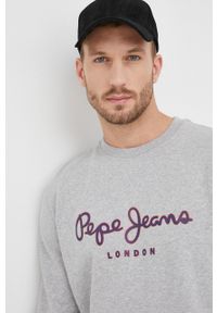 Pepe Jeans bluza bawełniana George Crew męska kolor szary z nadrukiem. Okazja: na co dzień. Kolor: szary. Materiał: bawełna. Wzór: nadruk. Styl: casual #4