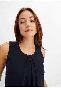 bonprix - Sukienka szyfonowa z poliestru z recyklingu. Kolor: niebieski. Materiał: poliester, szyfon. Długość rękawa: bez rękawów. Styl: elegancki #3